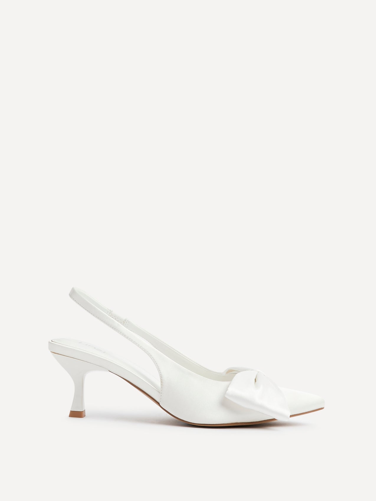 Merlot Bridal White Satin Bow Court Heels