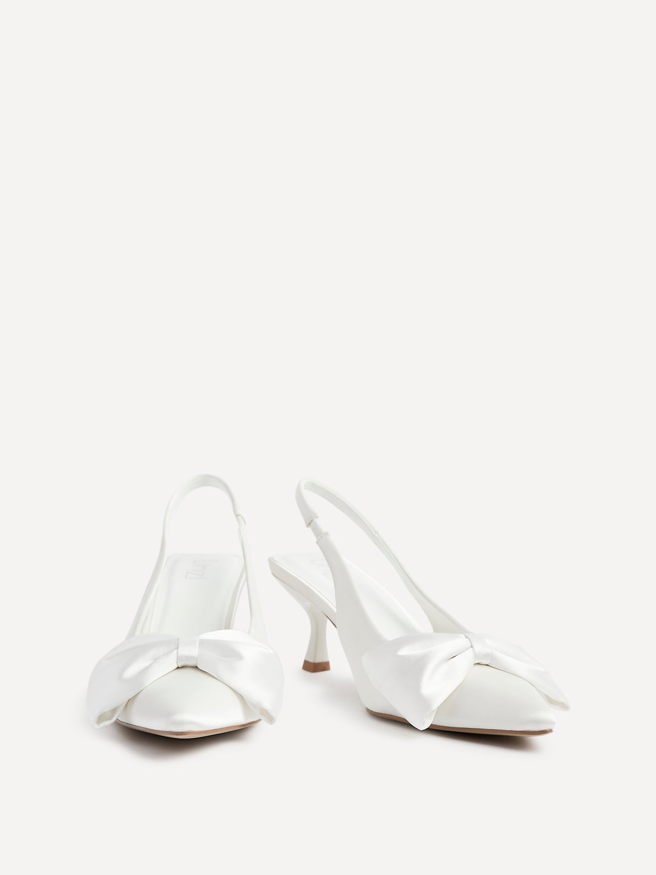 Merlot Bridal White Satin Bow Court Heels