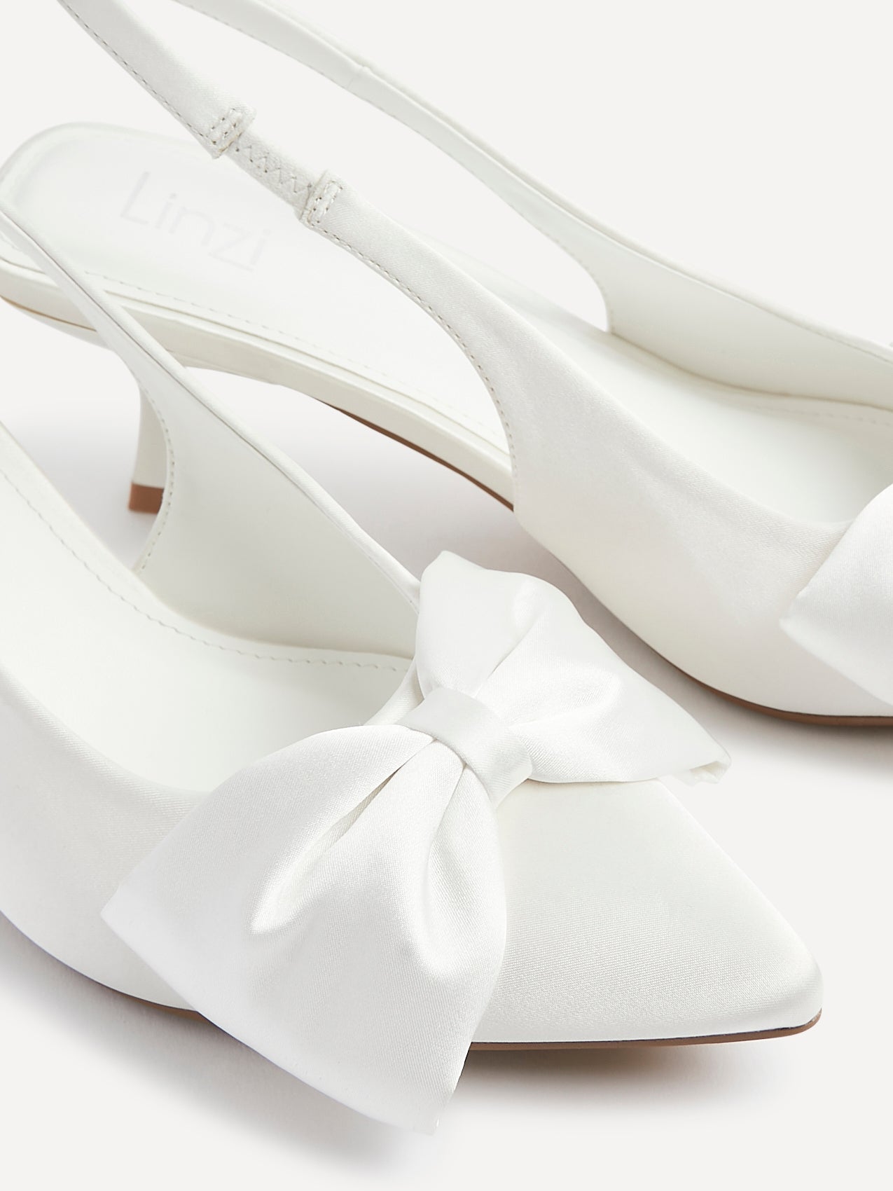 Merlot Bridal White Satin Bow Court Heels