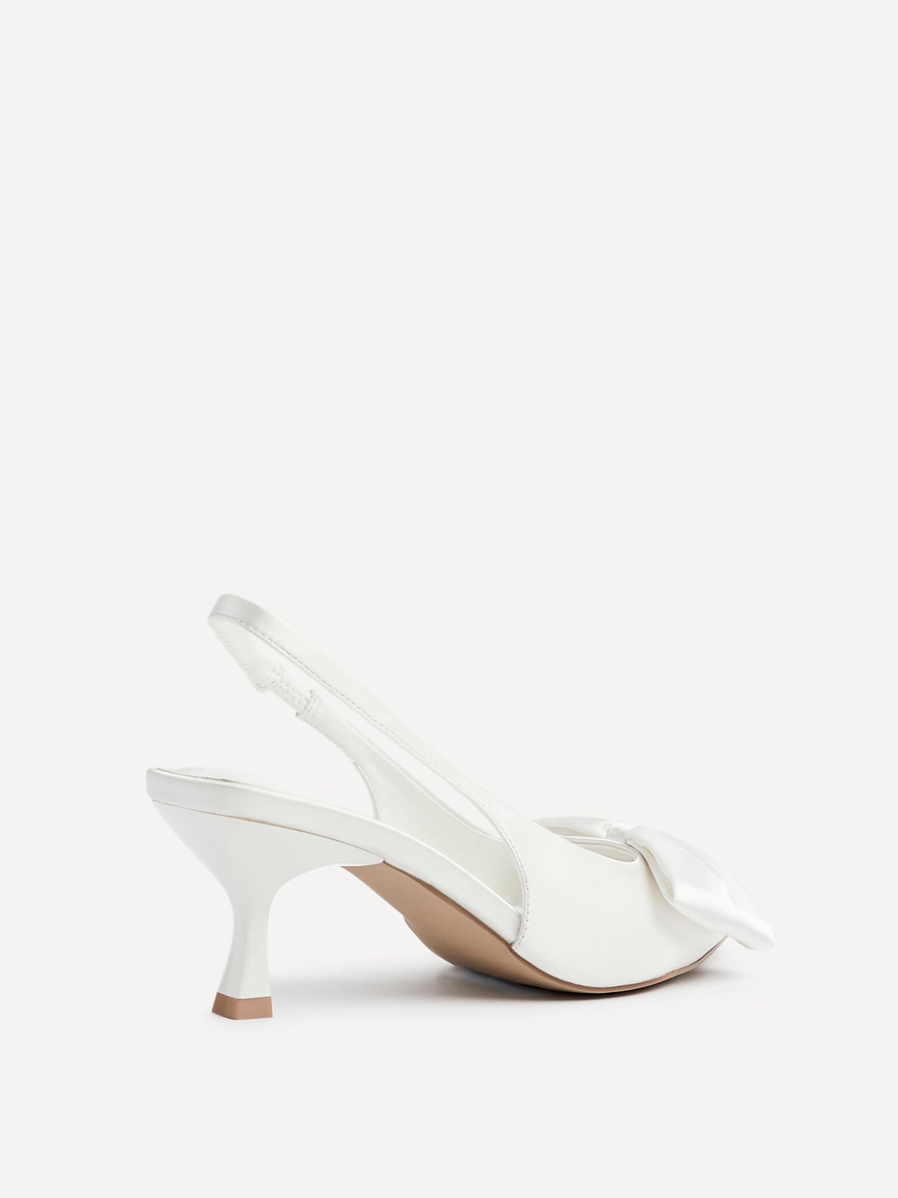 Merlot Bridal White Satin Bow Court Heels