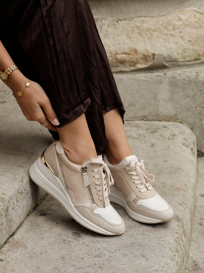 Aylin Nude Colour Wedge Trainers