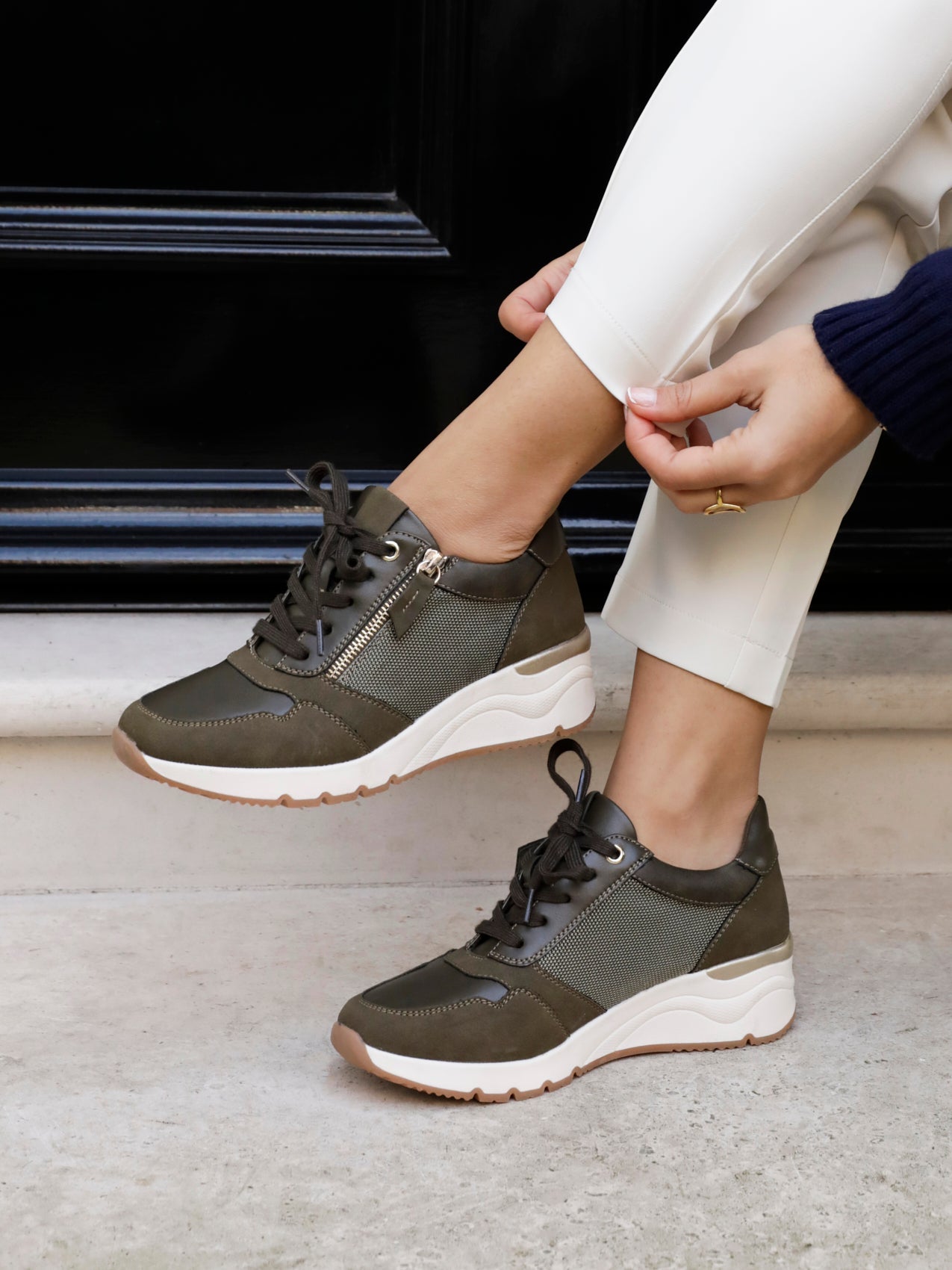 Luca Khaki Wedge Trainers
