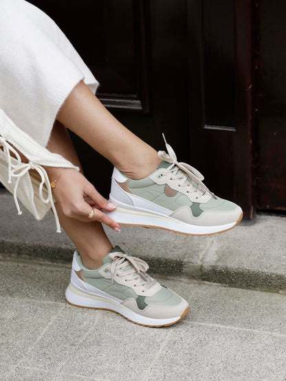 Clapham Khaki Wedged Trainers