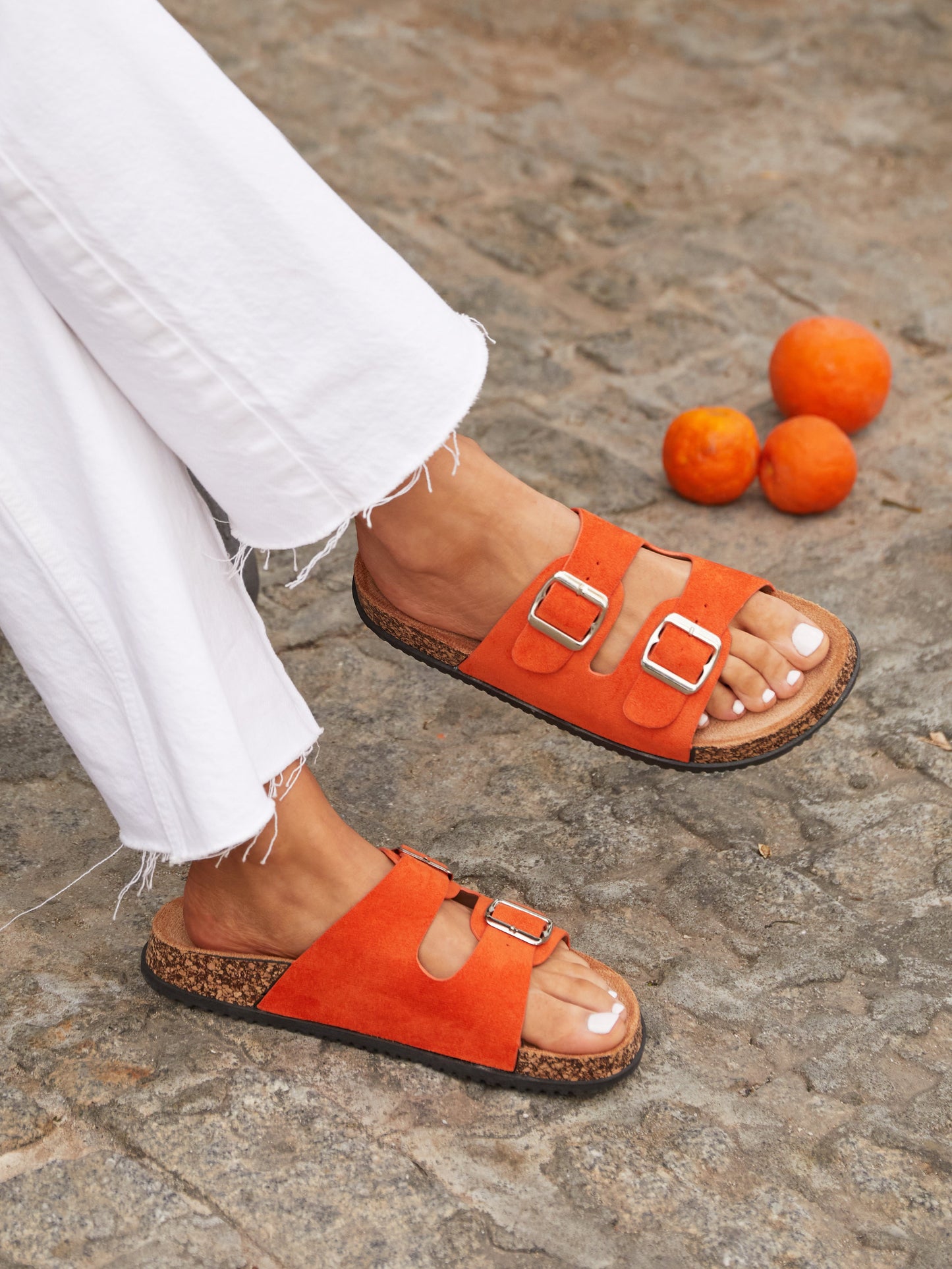 Echo Orange Double Buckle Sandals
