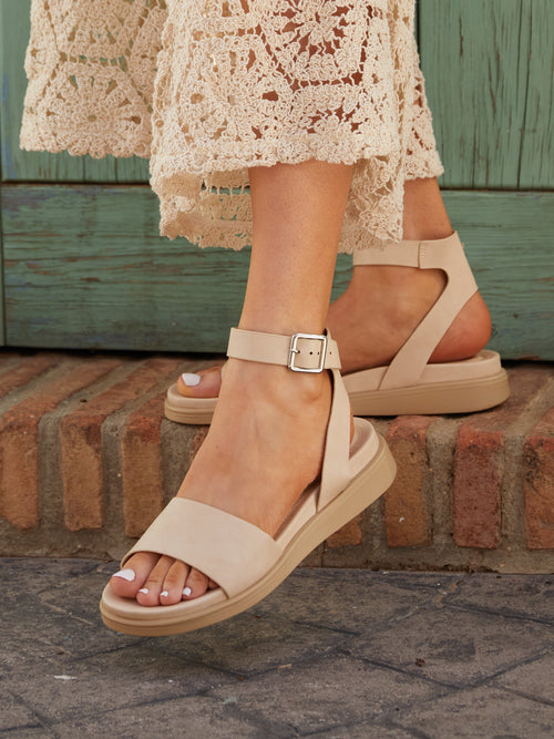 Kara Nude Faux Leather Flatform Sandals