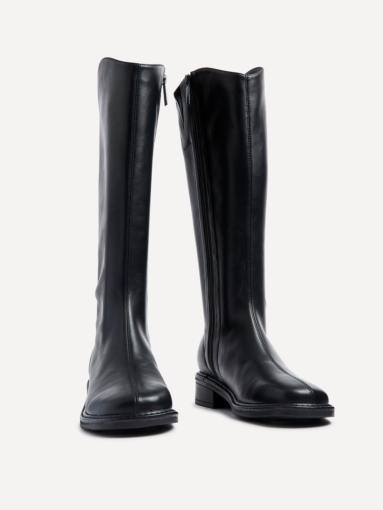 Nadine Black Faux Leather Long Boots