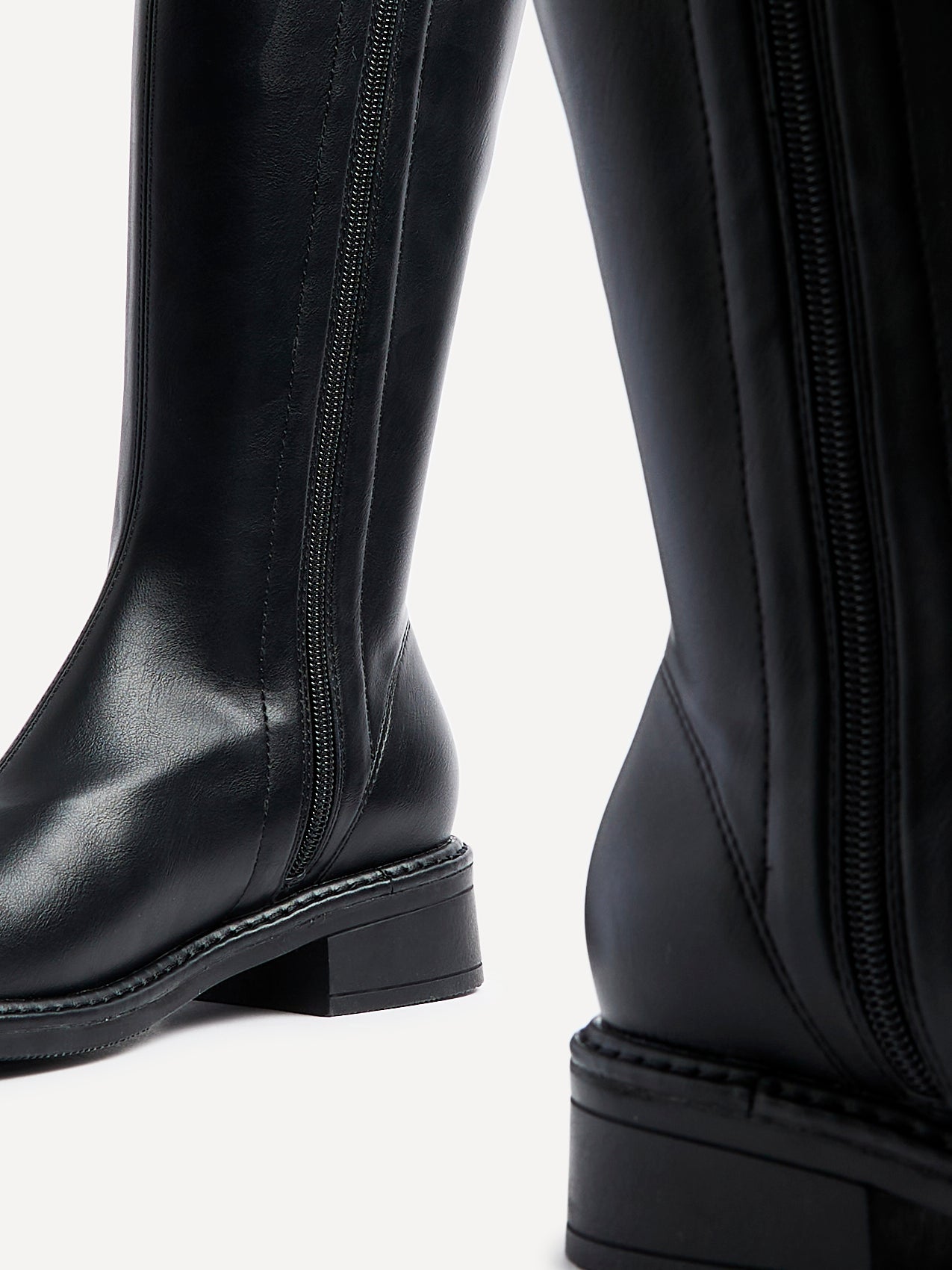 Nadine Black Faux Leather Long Boots