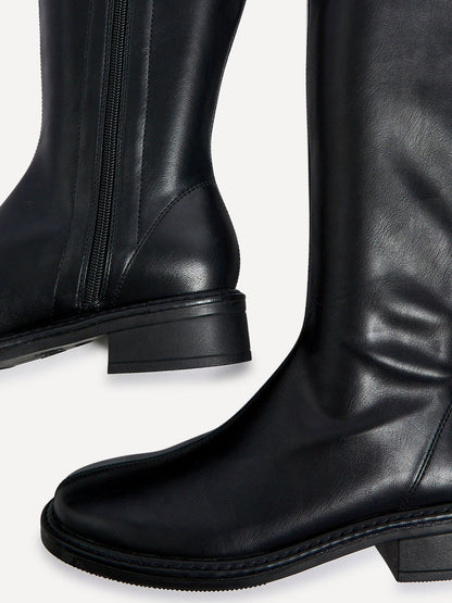 Nadine Black Faux Leather Long Boots