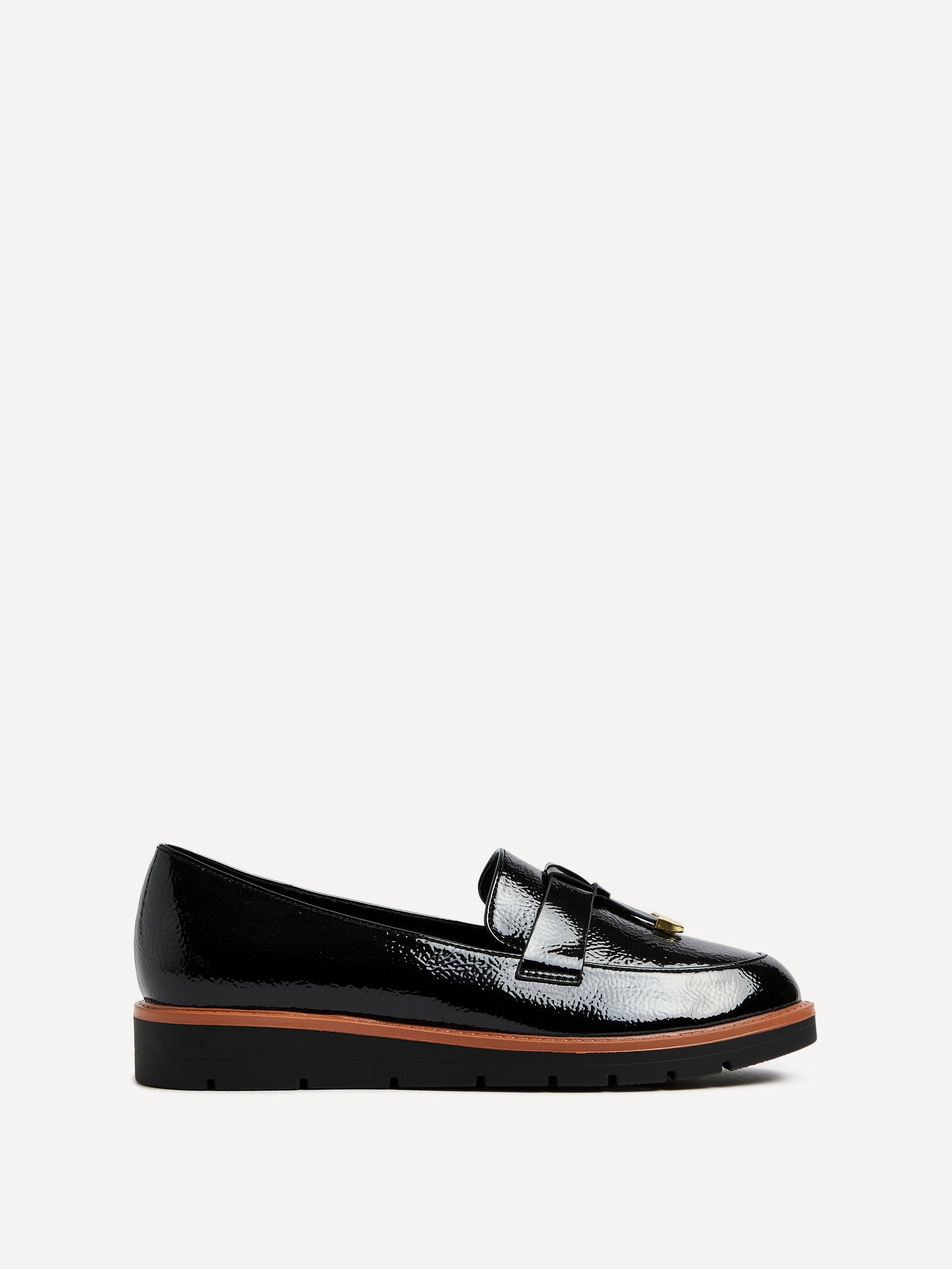 Nancy Black Patent Faux Leather Loafers