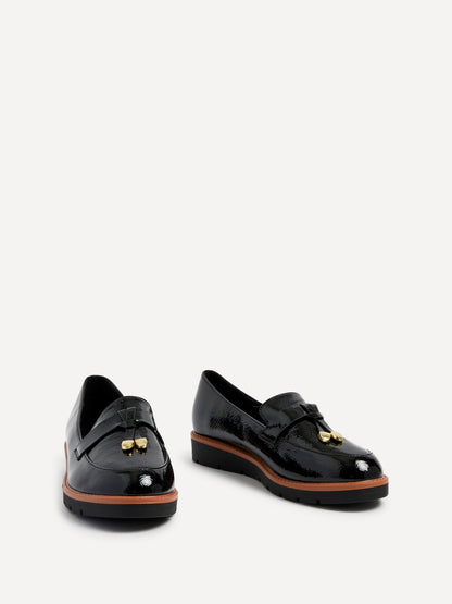 Nancy Black Patent Faux Leather Loafers