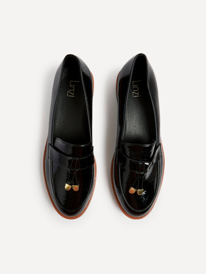Nancy Black Patent Faux Leather Loafers