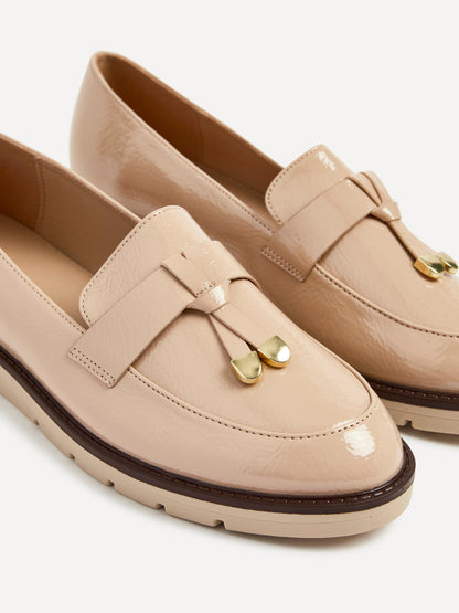 Nancy Mocha Patent Faux Leather Loafers