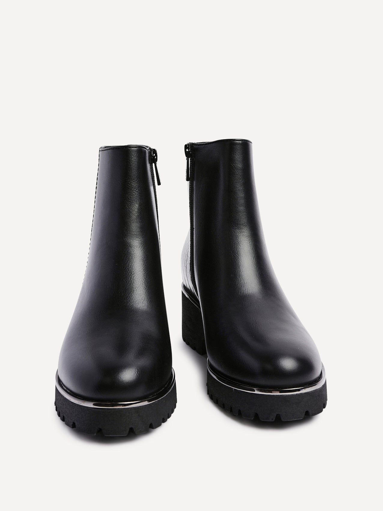 Navigate Black Croc Wedge Ankle Boots