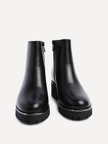 Navigate Black Croc Wedge Ankle Boots
