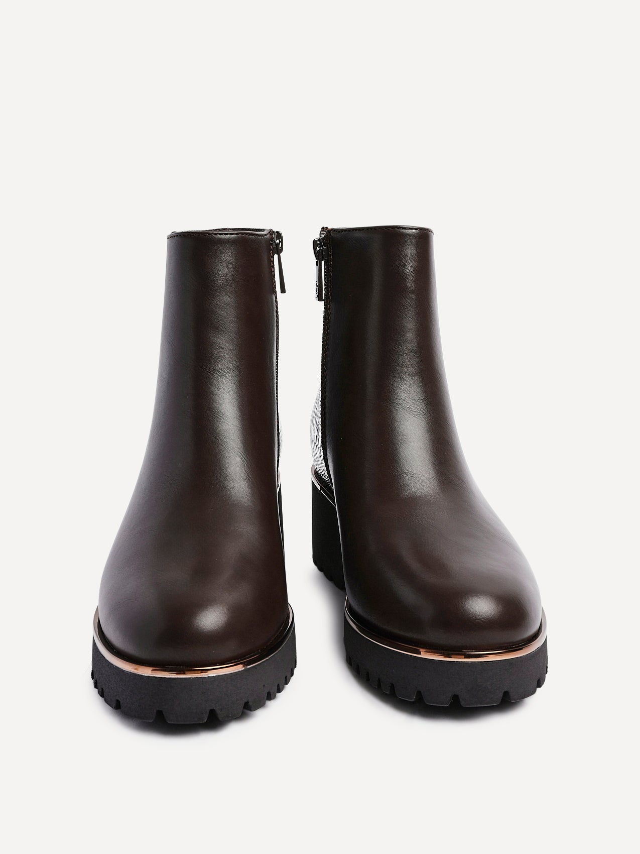 Navigate Brown Croc Wedge Ankle Boots