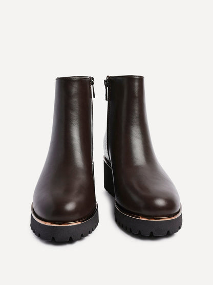 Navigate Brown Croc Wedge Ankle Boots