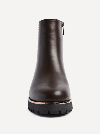 Navigate Brown Croc Wedge Ankle Boots