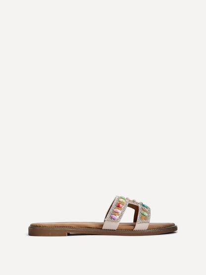 Nerissa Diamante Beaded Flat Sandals