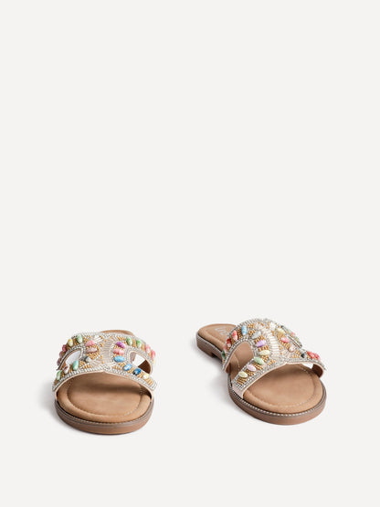 Nerissa Diamante Beaded Flat Sandals