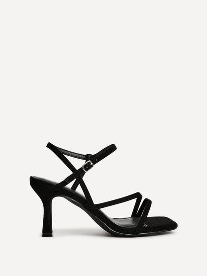 Nicole Black Faux Suede Strappy Heels