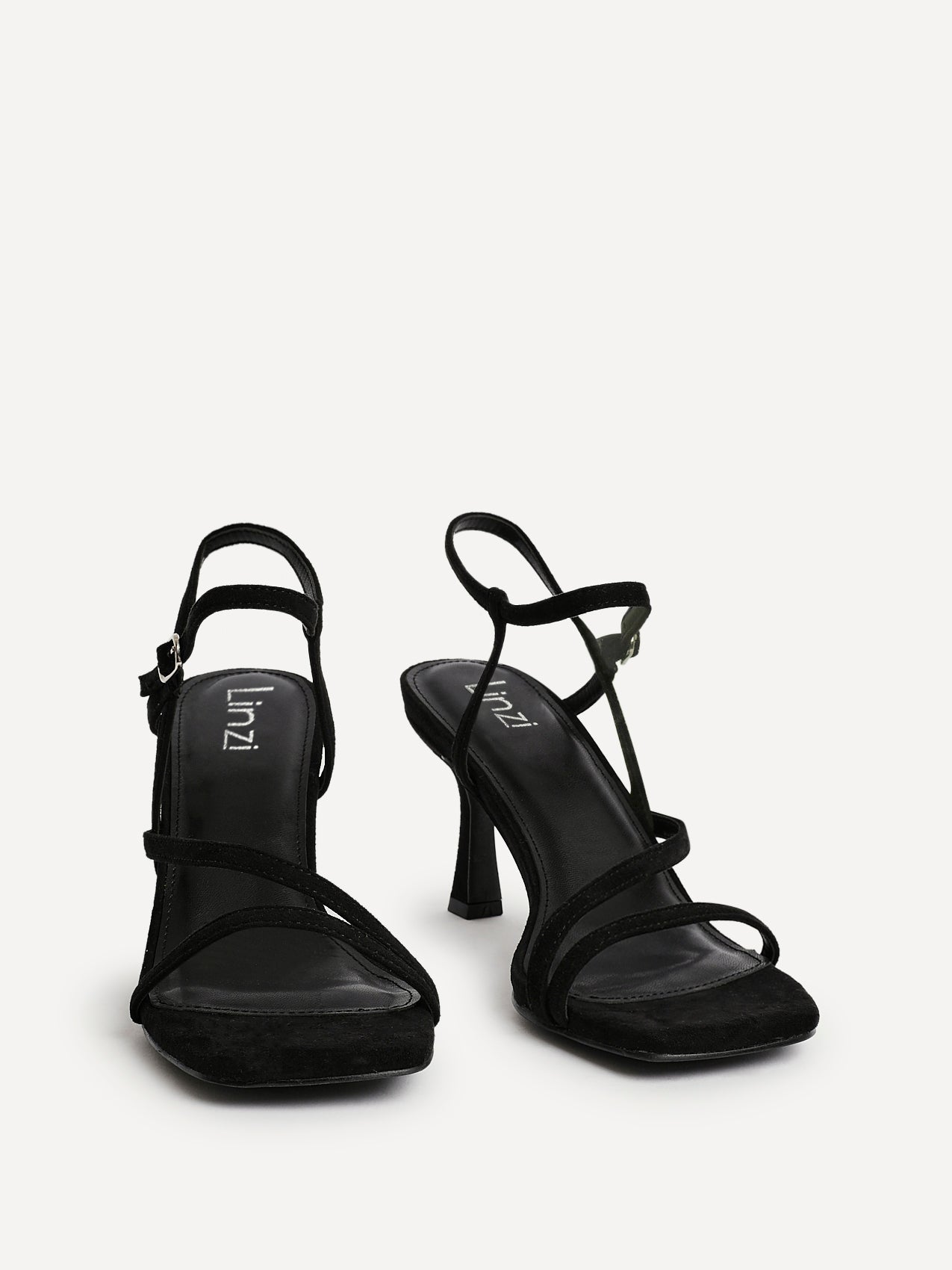 Nicole Black Faux Suede Strappy Heels
