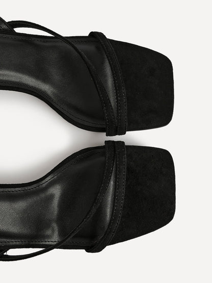 Nicole Black Faux Suede Strappy Heels