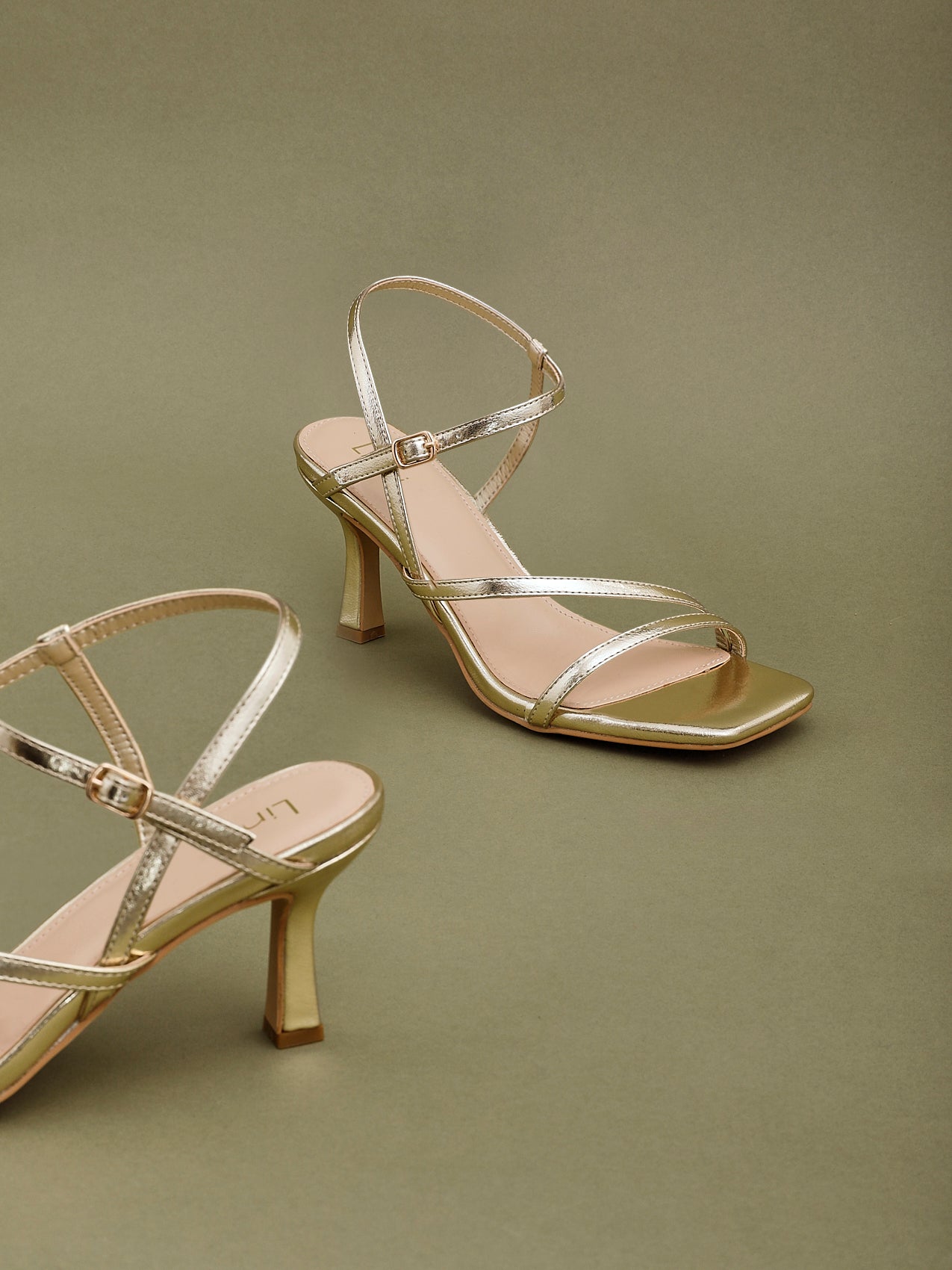 Nicole Gold Strappy Heels