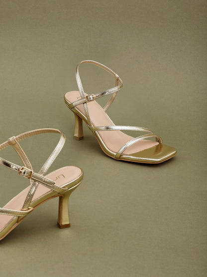 Nicole Gold Strappy Heels