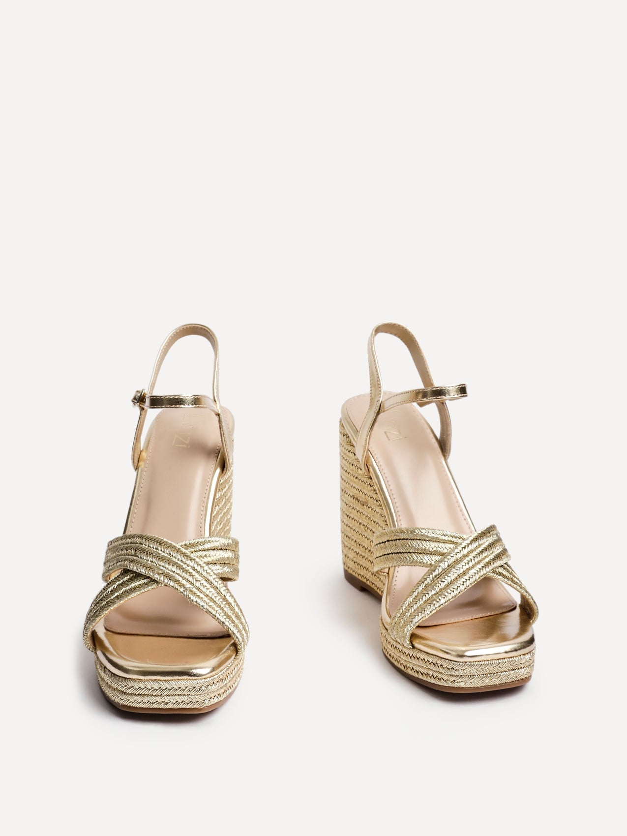 Nikki Gold Crossover Rope Wedges