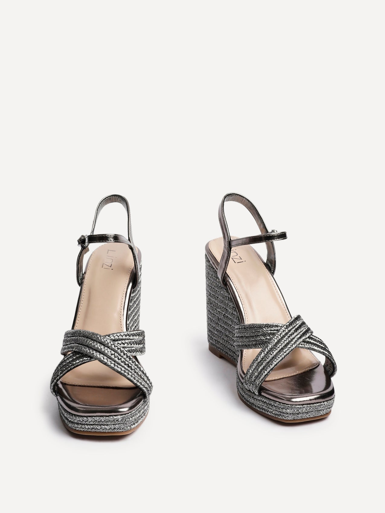 Nikki Pewter Crossover Rope Wedges