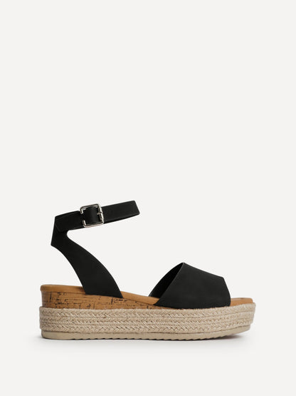 Nirvana Black Nubuck Flatform Sandals