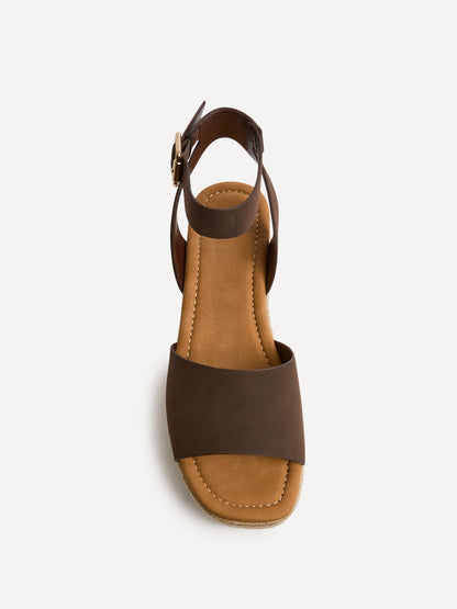 Nirvana Brown Nubuck Flatform Sandals