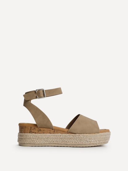 Nirvana Taupe Nubuck Flatform Sandals
