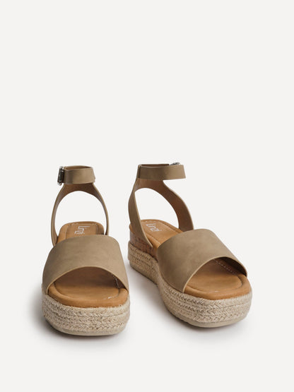 Nirvana Taupe Nubuck Flatform Sandals