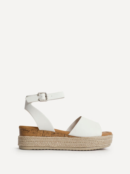 Nirvana White Nubuck Flatform Sandals