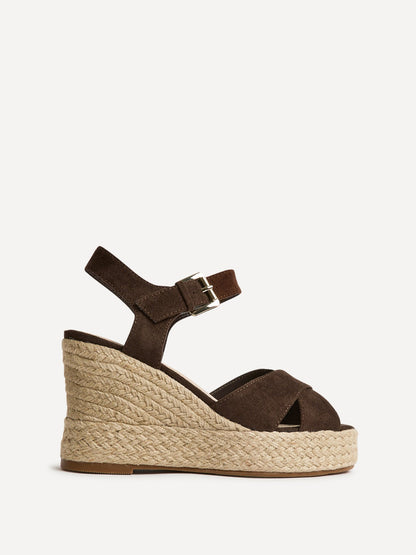 Noah Brown Crossover Wedge Sandals