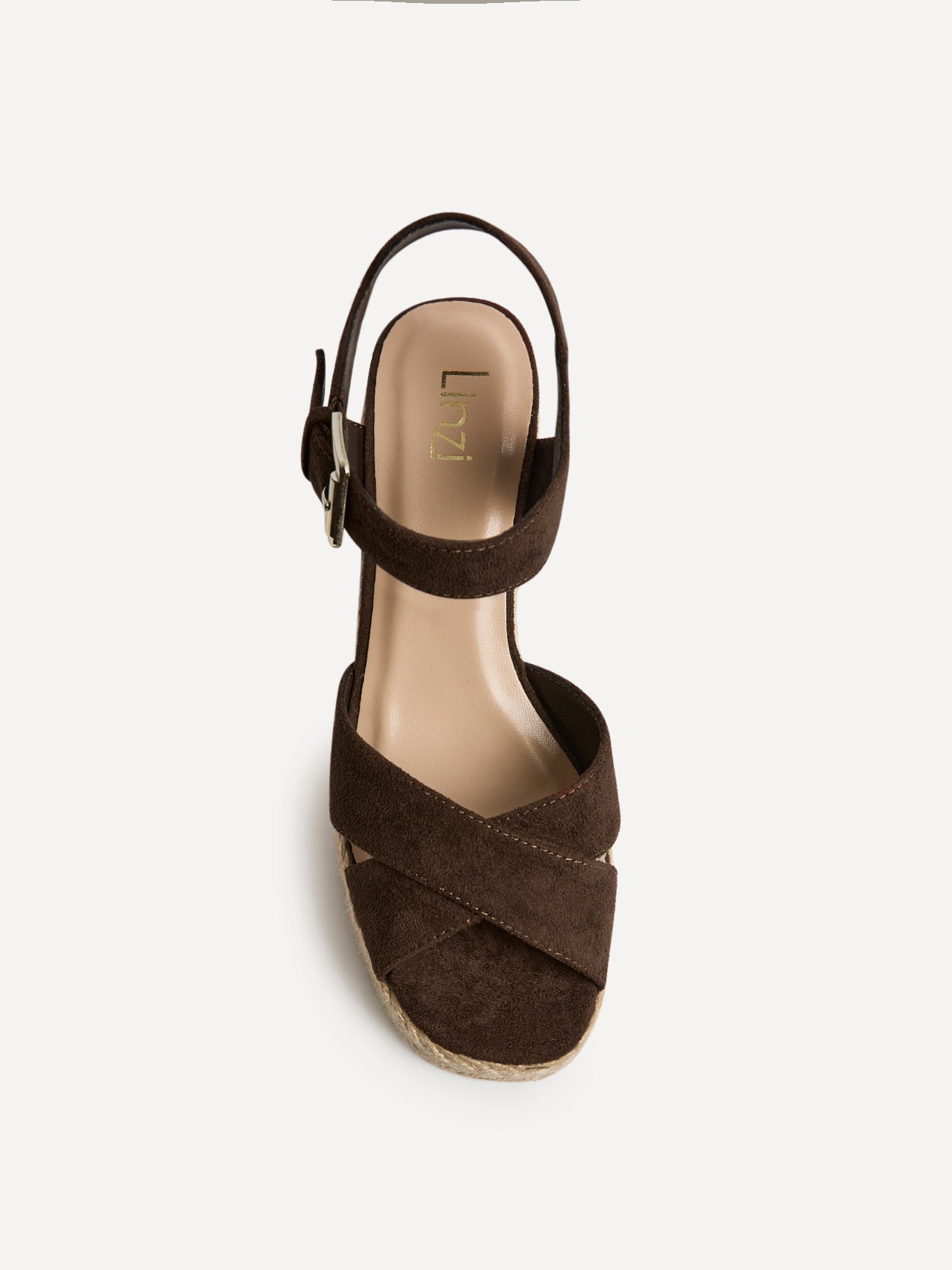 Noah Brown Crossover Wedge Sandals