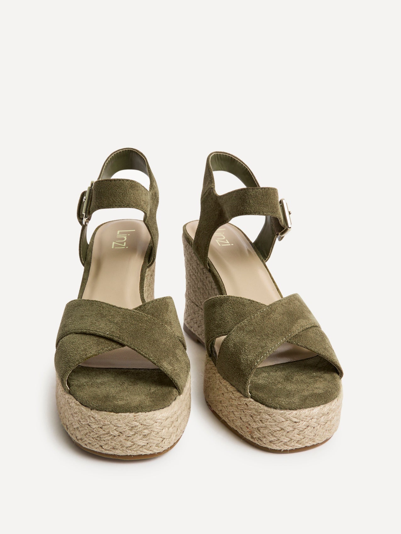 Noah Khaki Crossover Wedge Sandals