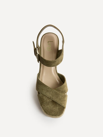 Noah Khaki Crossover Wedge Sandals