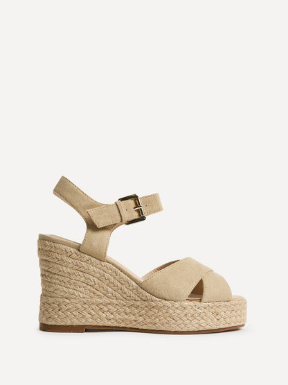 Noah Nude Crossover Wedge Sandals