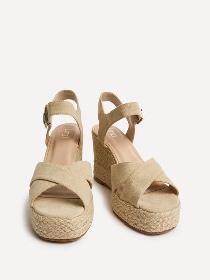 Noah Nude Crossover Wedge Sandals