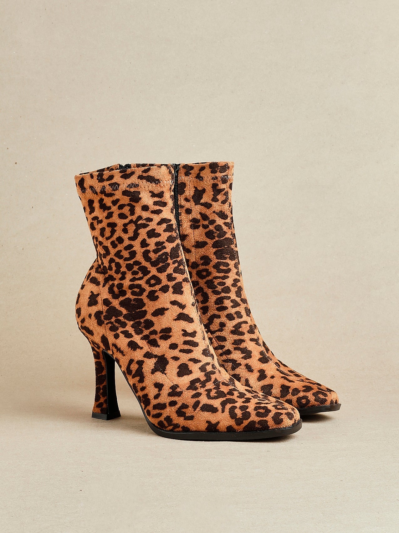 Noelle Leopard Heeled Sock Boots