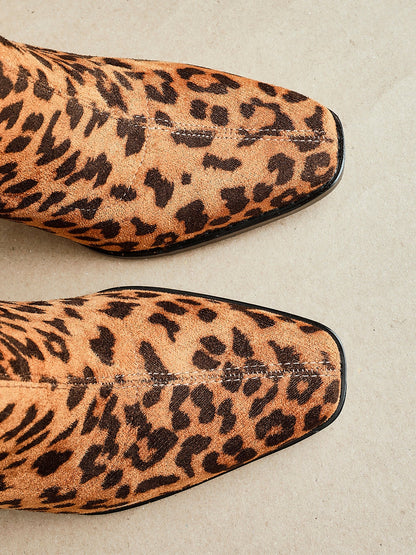 Noelle Leopard Heeled Sock Boots