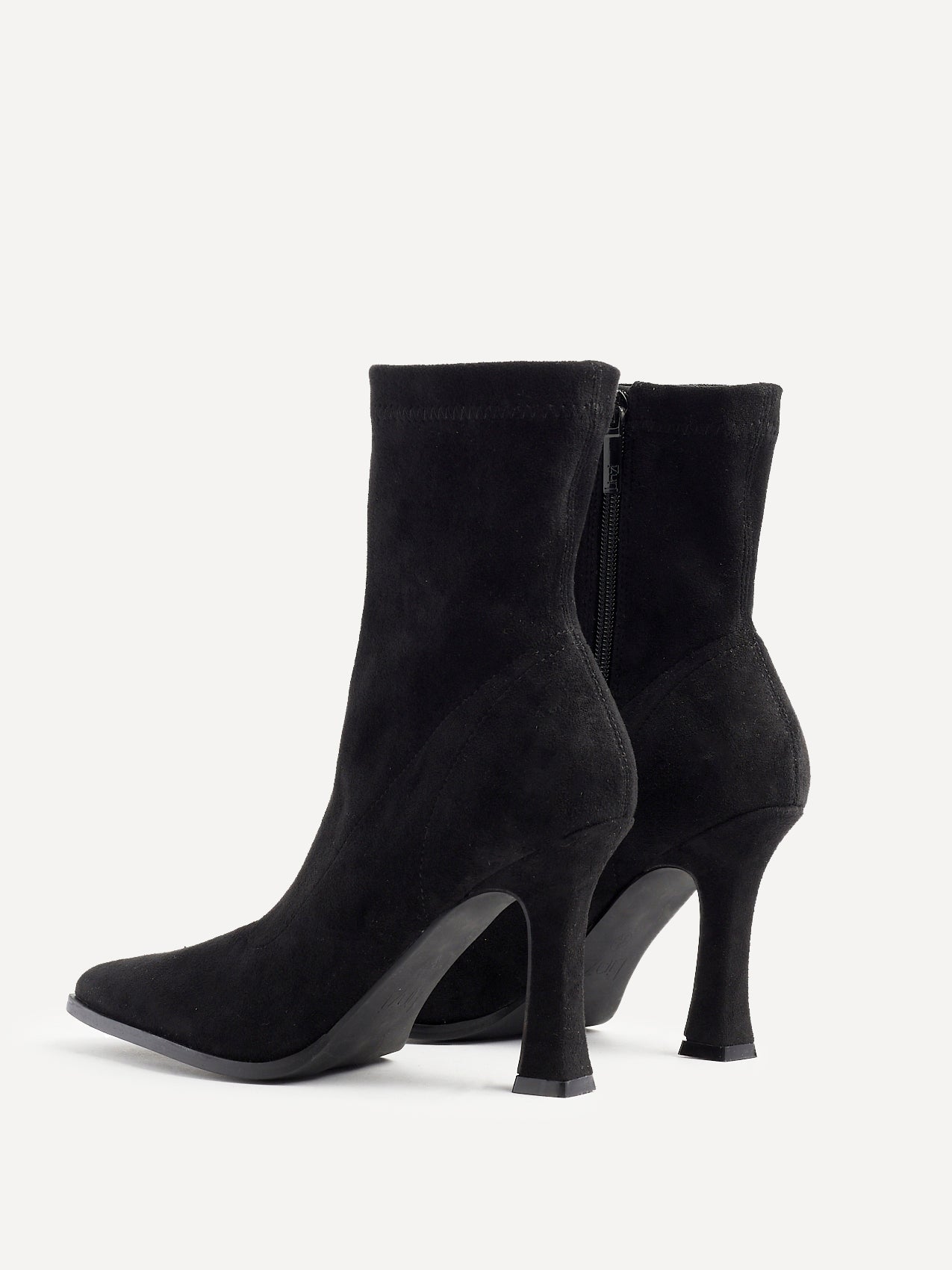 Noelle Black Faux Suede Heeled Sock Boots