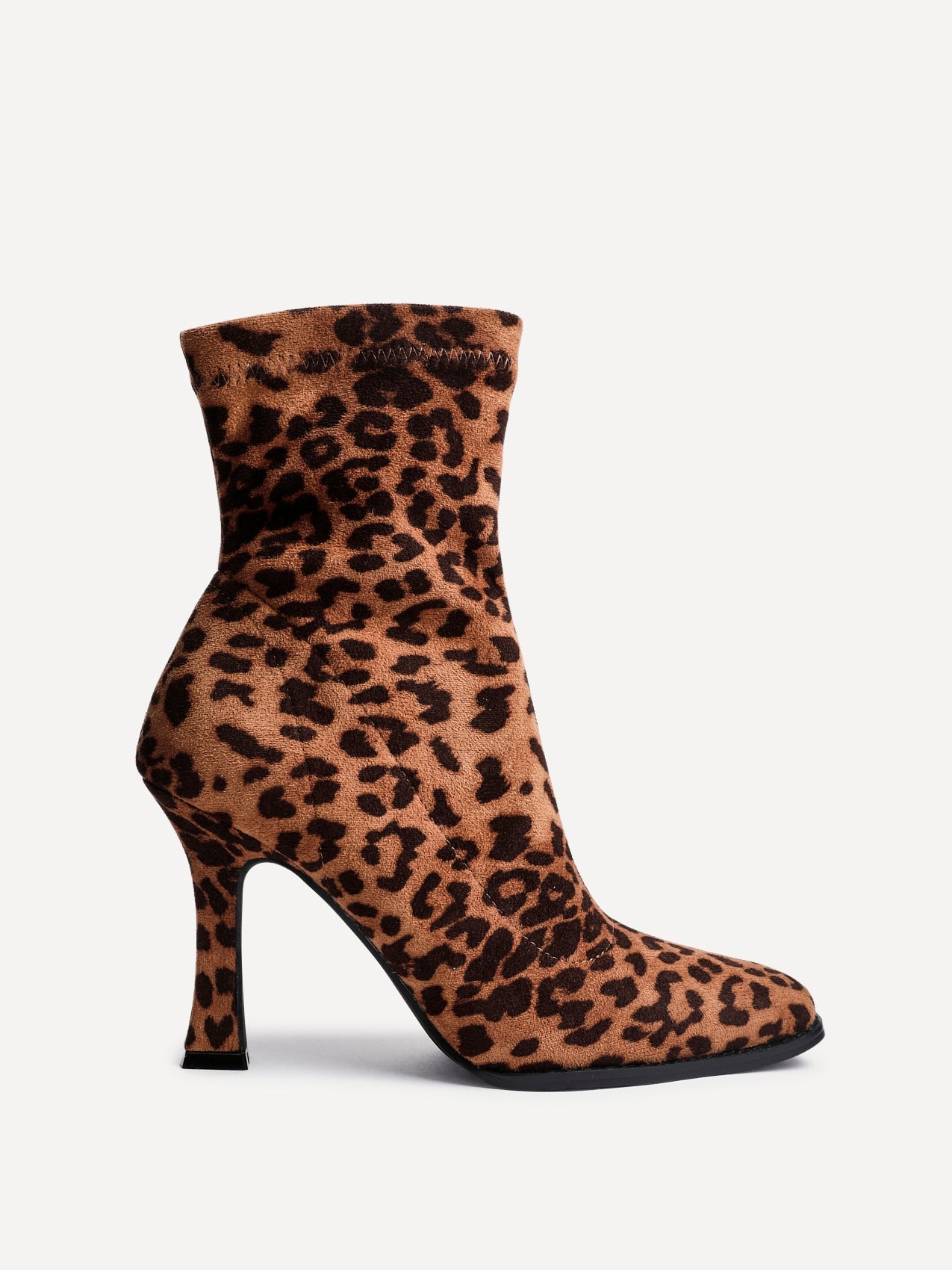 Noelle Leopard Heeled Sock Boots