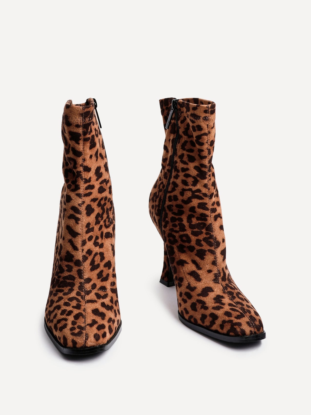 Noelle Leopard Heeled Sock Boots