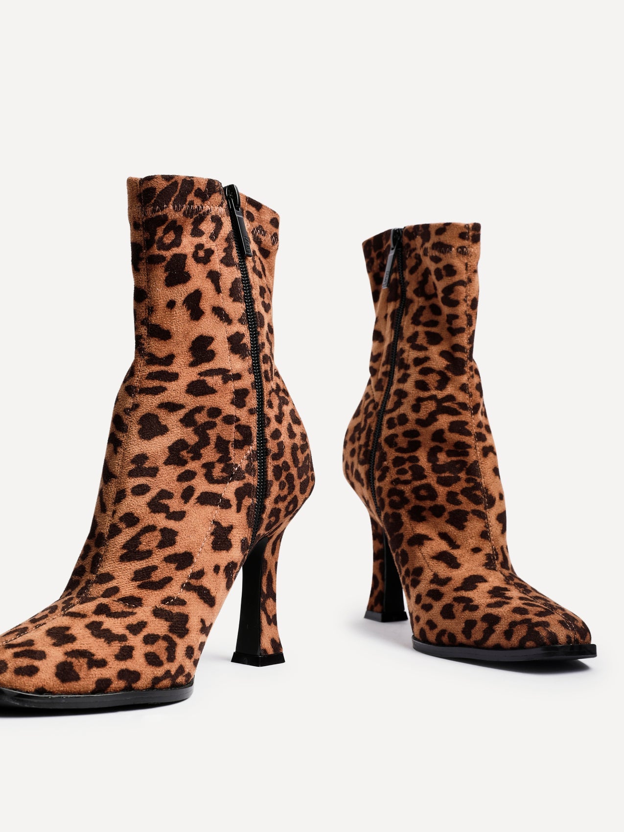 Noelle Leopard Heeled Sock Boots