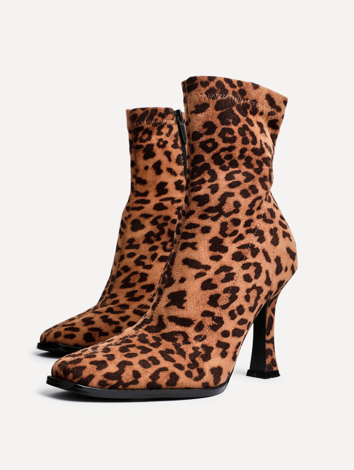 Noelle Leopard Heeled Sock Boots