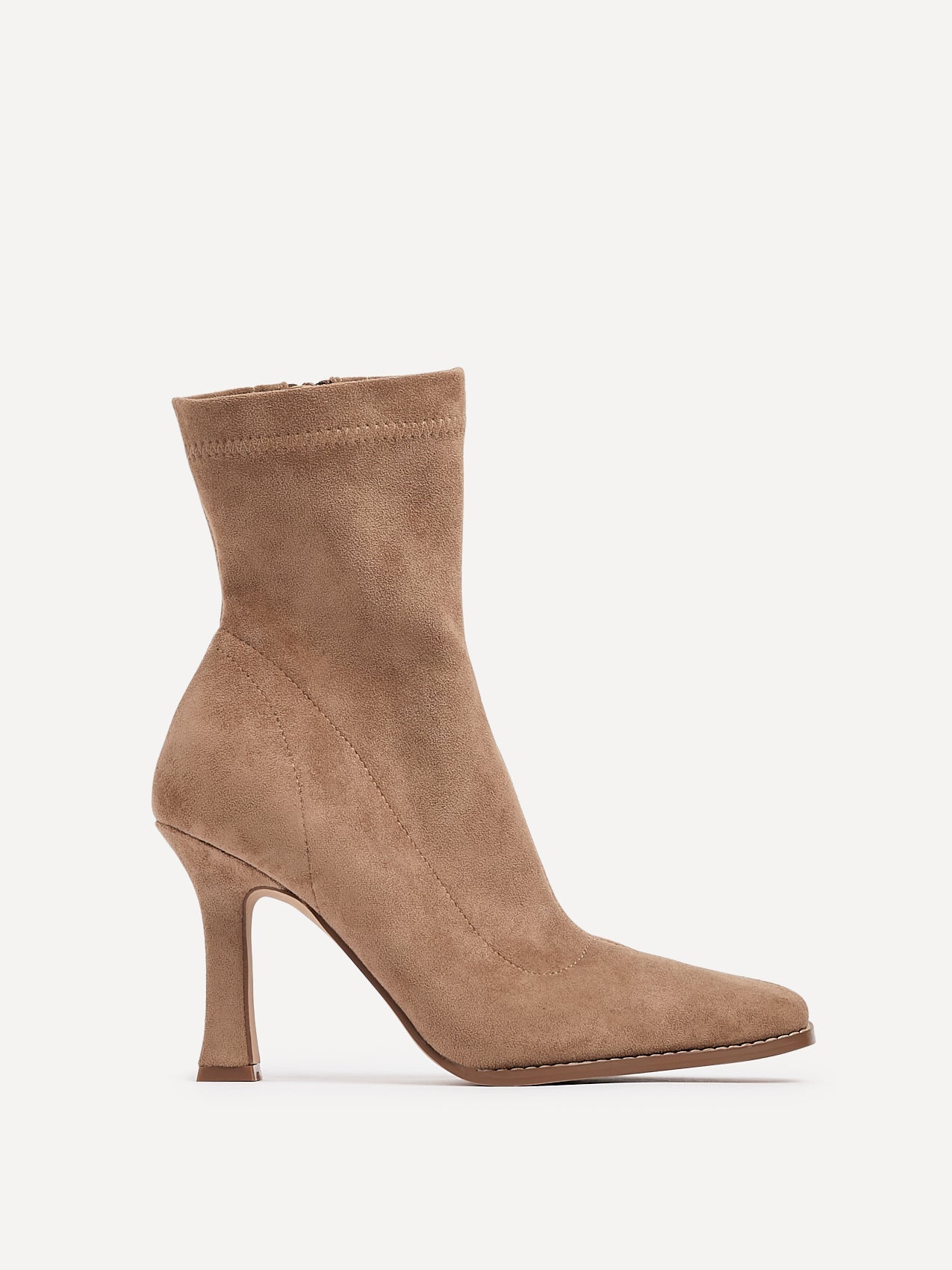 Noelle Sand Faux Suede Heeled Sock Boots