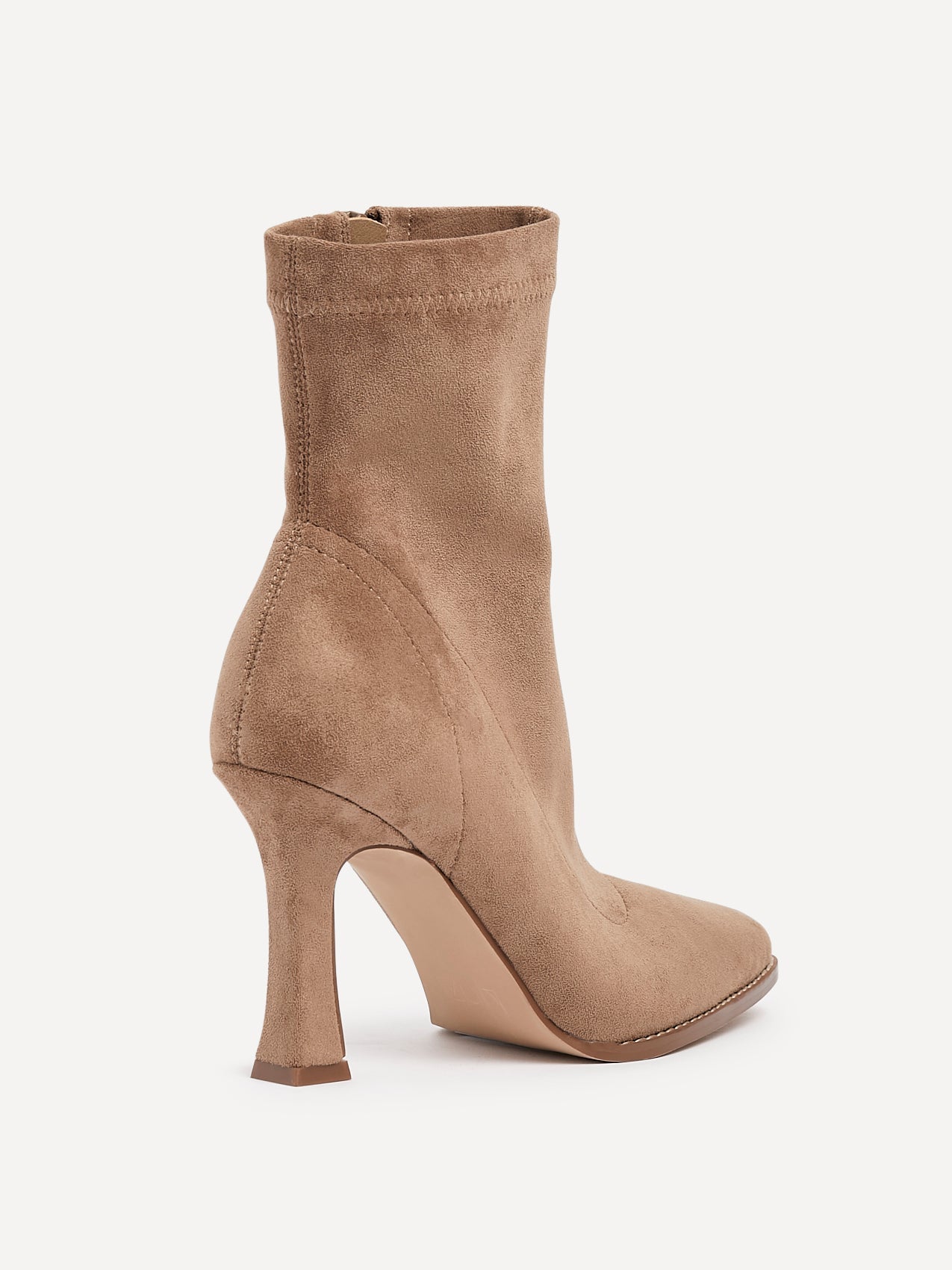 Noelle Sand Faux Suede Heeled Sock Boots